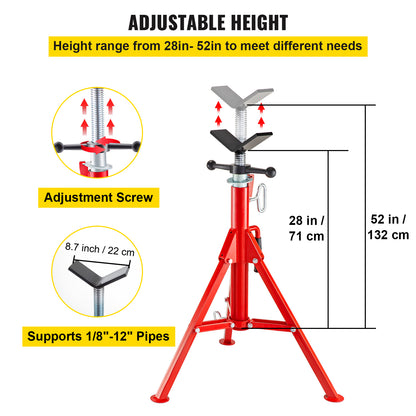 V Head Pipe Stand Adjustable Height 28-52 Inch, Pipe Jack Stands 2500 LB. Capacity,Folding Portable Pipe Stands 1/2 to 12 Inch Pipe Supporting,Steel Jack Stands image 8