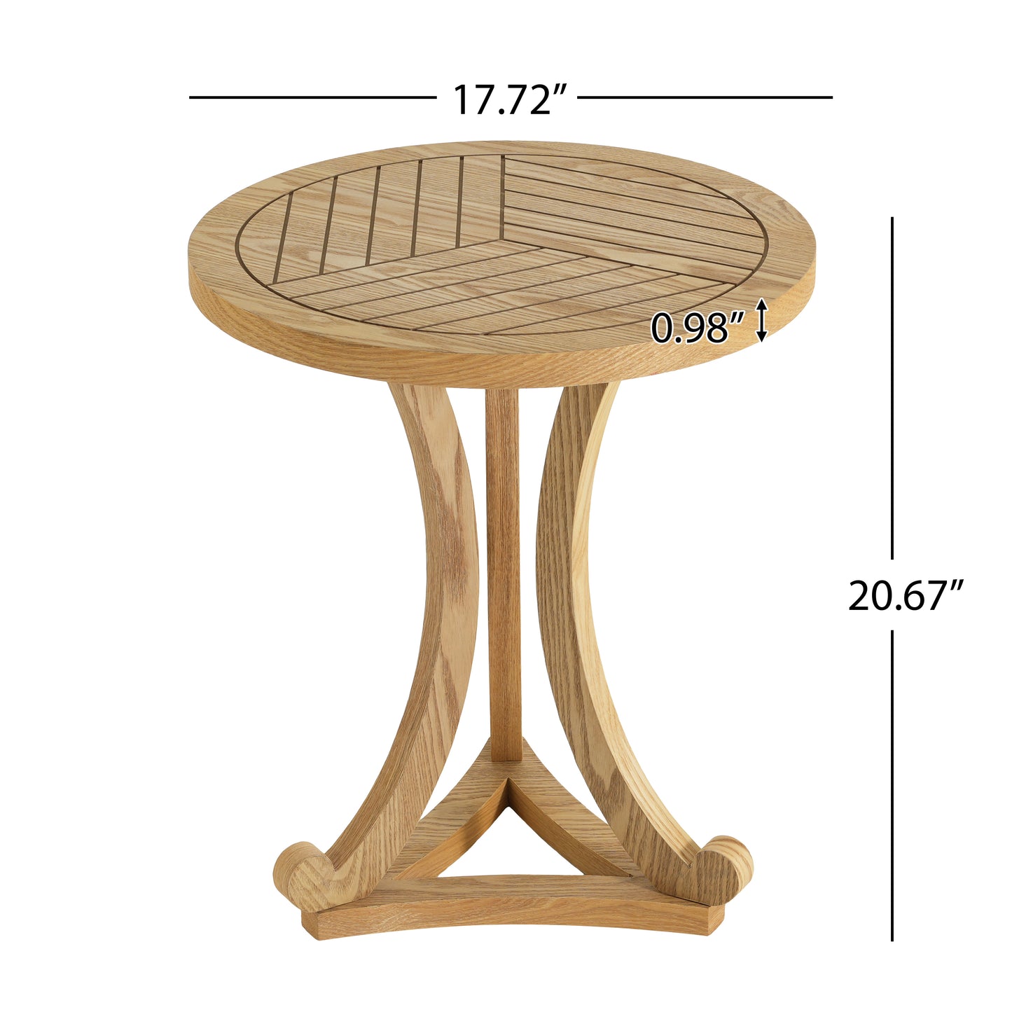 Natural Finish Round Wood Accent Table - Elegant Curved Base End Table for Living Room, Bedroom, or Patio image 2