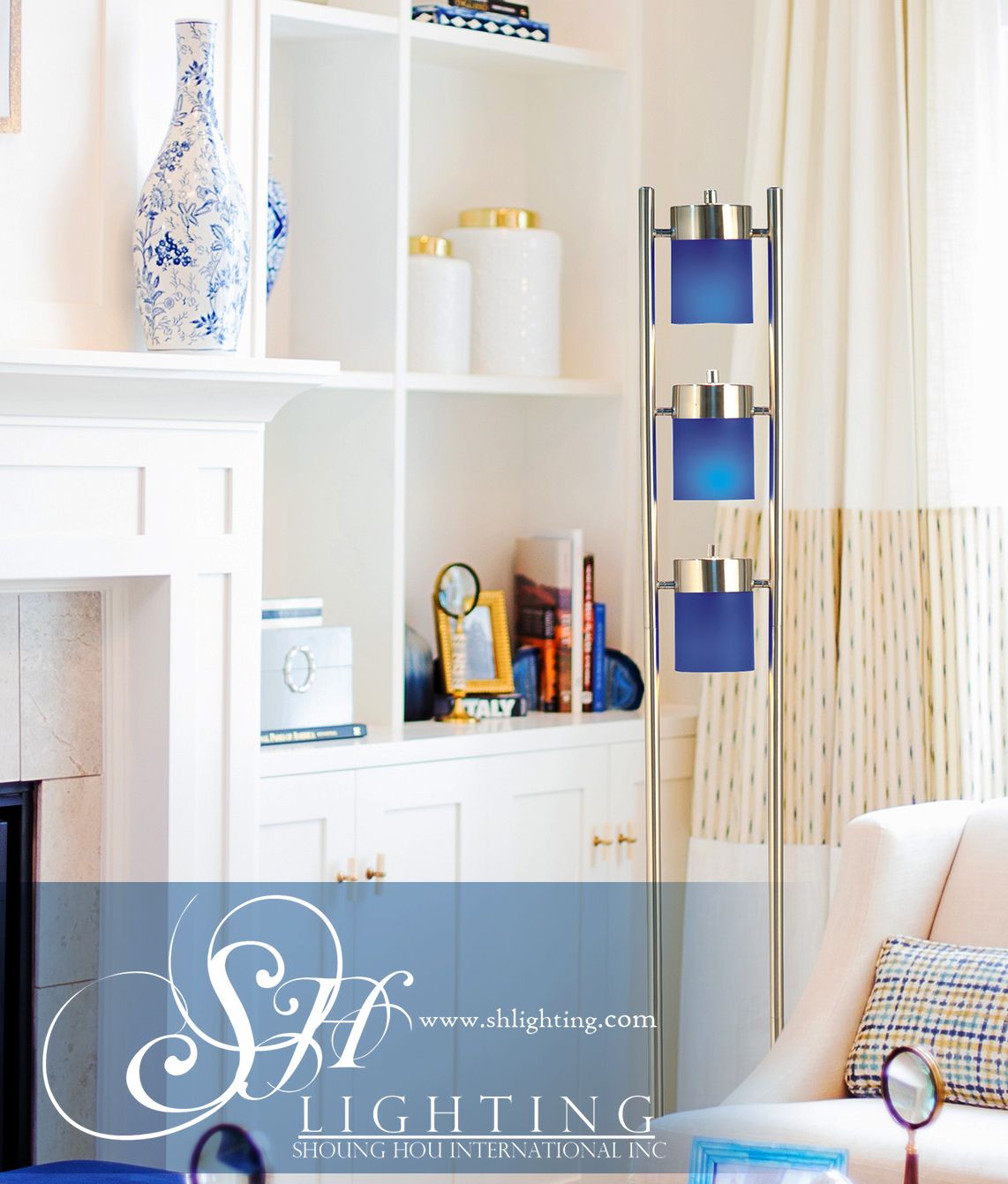 65"H 3-BLUE-HEAD WITH TWO WAY ADJUSTABLE FLOOR LAMP (1 PC/CTN/1.10 Cu Ft/12.32 G.W. lbs) image 1