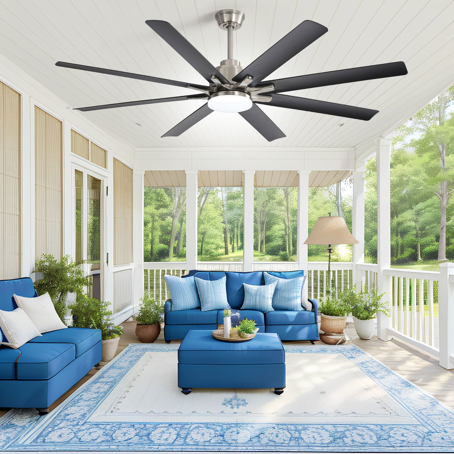 66 Inch Large Ceiling Fan With Dimmable Led Light 8 ABS Blades Smart Remote Control Reversible DC Motor For Living Room image 5