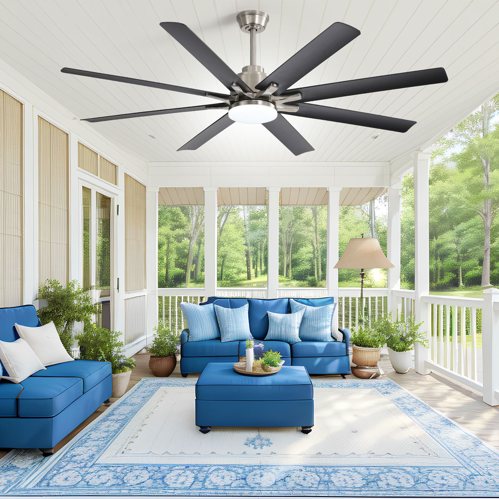 66 Inch Large Ceiling Fan With Dimmable Led Light 8 ABS Blades Smart Remote Control Reversible DC Motor For Living Room image 5