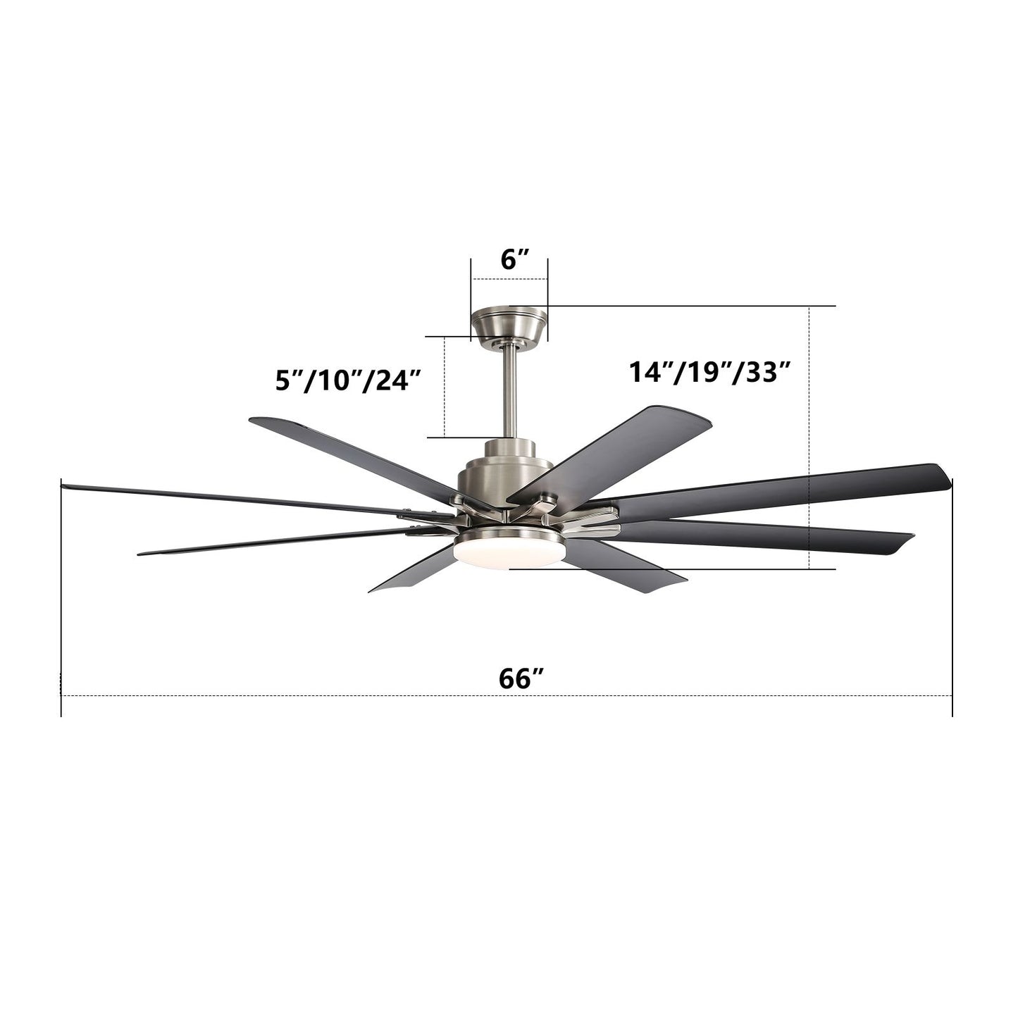 66 Inch Large Ceiling Fan With Dimmable Led Light 8 ABS Blades Smart Remote Control Reversible DC Motor For Living Room image 9