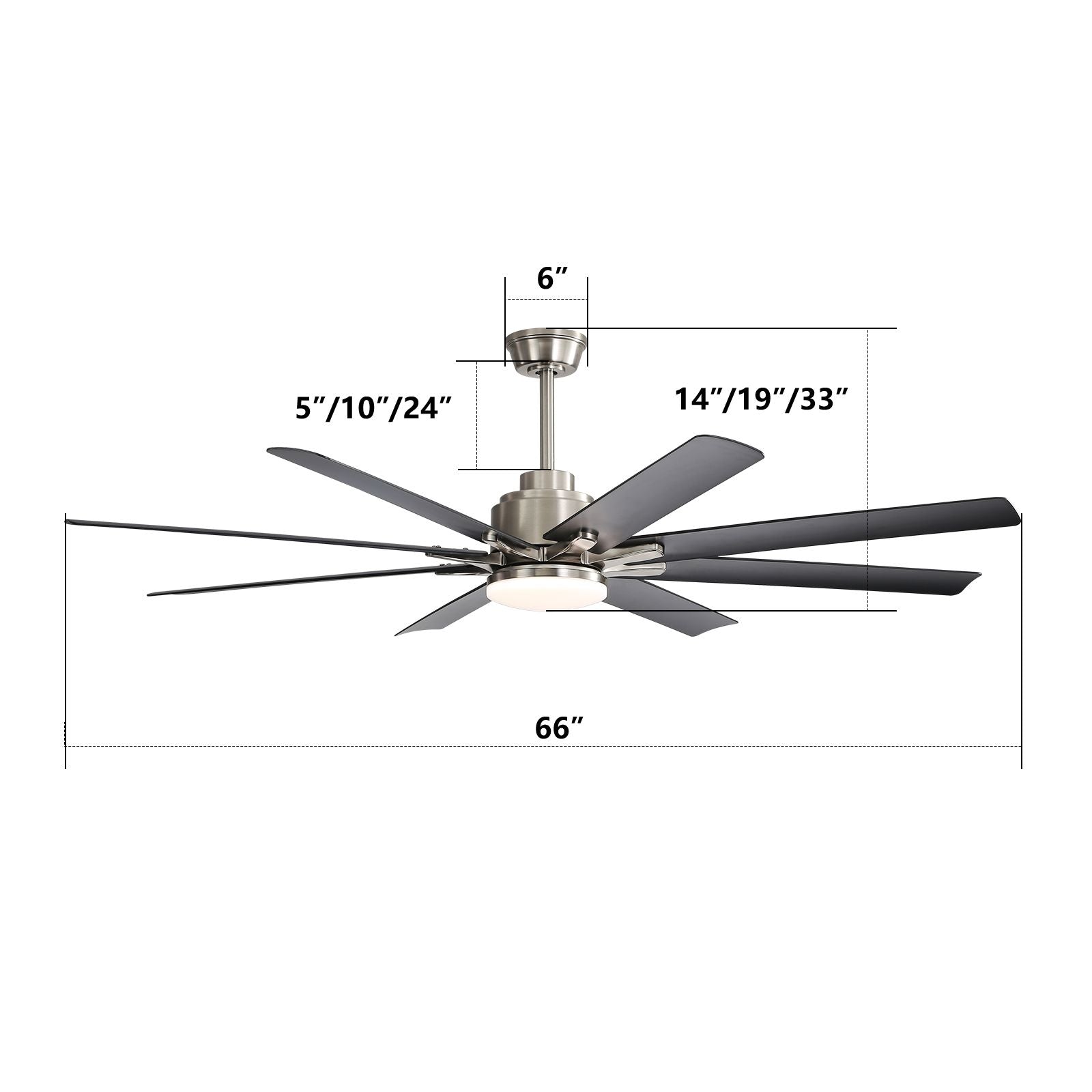 66 Inch Large Ceiling Fan With Dimmable Led Light 8 ABS Blades Smart Remote Control Reversible DC Motor For Living Room image 9