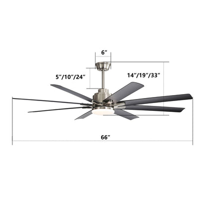 66 Inch Large Ceiling Fan With Dimmable Led Light 8 ABS Blades Smart Remote Control Reversible DC Motor For Living Room image 9