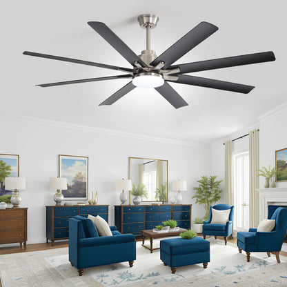 66 Inch Large Ceiling Fan With Dimmable Led Light 8 ABS Blades Smart Remote Control Reversible DC Motor For Living Room image 6