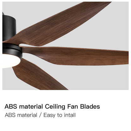 66" Vintage Ceiling Fan Lighting with Brown Blades in Integrated LED image 12