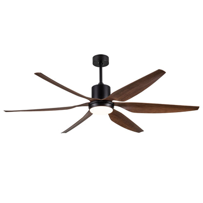 66" Vintage Ceiling Fan Lighting with Brown Blades in Integrated LED image 17