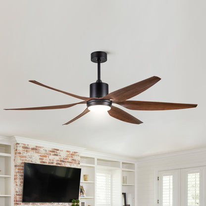 66" Vintage Ceiling Fan Lighting with Brown Blades in Integrated LED image 1