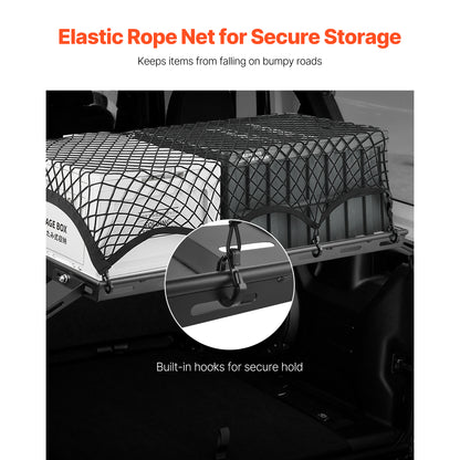 Rear Trunk Cargo Rack, for 2007-2024 Jeep Wrangler JK 4-Door Hardtops, 300 lbs Capacity, Carbon Steel Basket Tray Interior Storage Luggage Carrier with Net, Shelf Stand Organizer for Camping Trip Gear image 6
