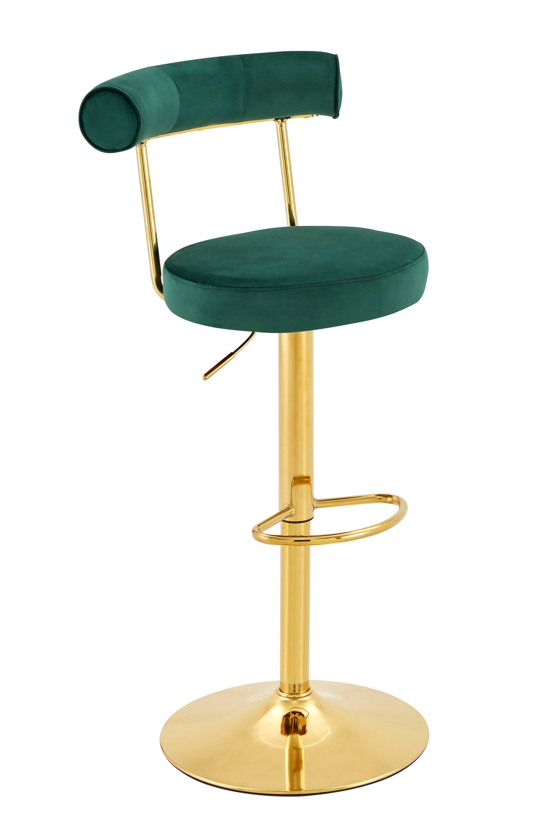 Soft Velvet Upholstered Swivel Adjustable Bar Chair with electroplated gold legs- Dining Room Living Room Bar Cafe Reception Desk Bar Stool(Dark Green, Set of 2) image 7