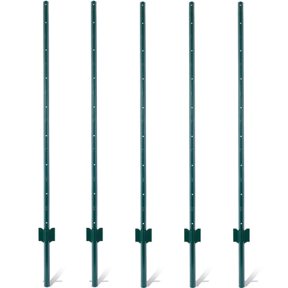 Fence Posts 5Feet - 5Pack, Heavy Duty Metal Fence Post with U-Channel, Steel Fence U-Post for Holding Garden Wire Fence, Corner Anchor Posts etc. image 1