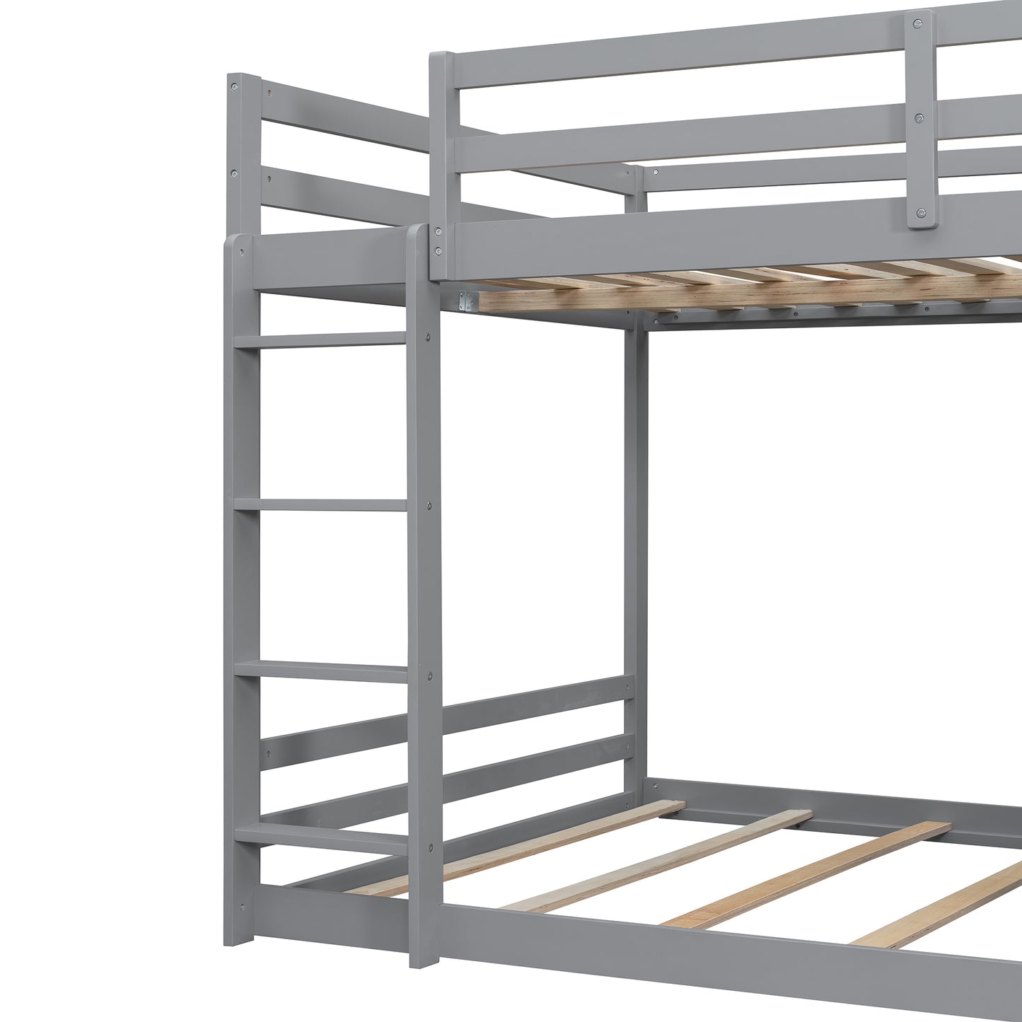 Full Bunk Bed with APP-Controlled LED Lights (7 Colors), USB Ports, Storage Shelves and 2 Drawers,Gray image 11