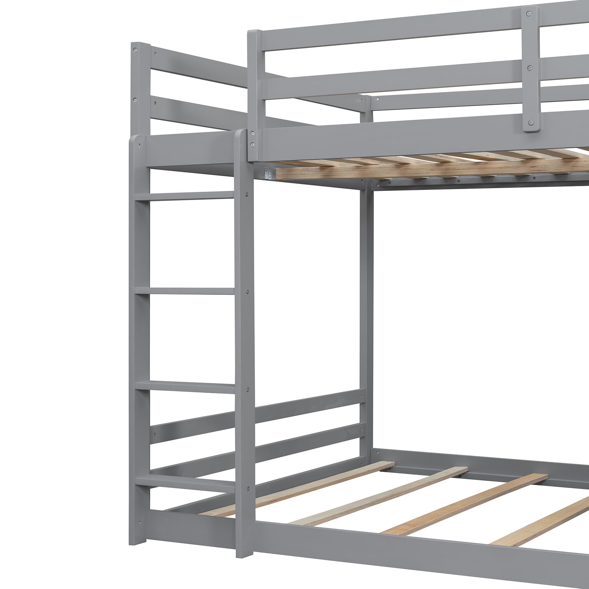 Full Bunk Bed with APP-Controlled LED Lights (7 Colors), USB Ports, Storage Shelves and 2 Drawers,Gray image 11