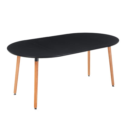 Extensible table,DINING TABLE,OFFICE TABLE,COFFEE TABLE,wood leg,MDF top,100/140/180x100x75cm,black color image 9