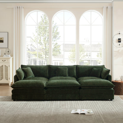 Comfortable Deep Seat Reversible Modular 3 Seater Sectional Super Soft Sofa U Shaped Sectional Couch with 3 Ottomans, 3 Toss Pillows and 2 Arm Pillows image 2