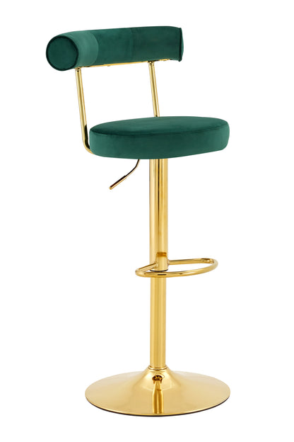 Soft Velvet Upholstered Swivel Adjustable Bar Chair with electroplated gold legs- Dining Room Living Room Bar Cafe Reception Desk Bar Stool(Dark Green, Set of 2) image 6