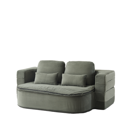75''2-in-1 Foldable Sofa,Convertible Sleeper Foam Sofa Bed with Multi Functional Blanket, Corduroy Floor folding sofa bed, Floor Sofa Lounge Sofa for Living Room Bedroom Lounge Studio image 12