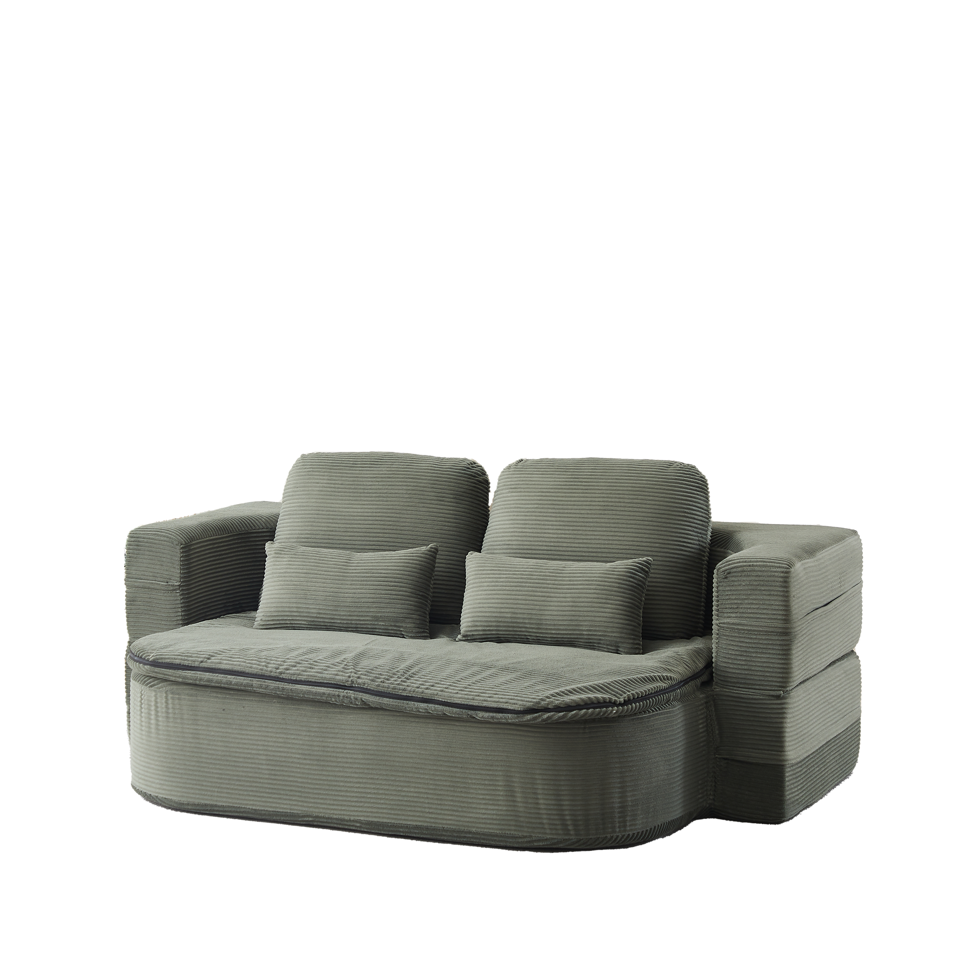 75''2-in-1 Foldable Sofa,Convertible Sleeper Foam Sofa Bed with Multi Functional Blanket, Corduroy Floor folding sofa bed, Floor Sofa Lounge Sofa for Living Room Bedroom Lounge Studio image 12