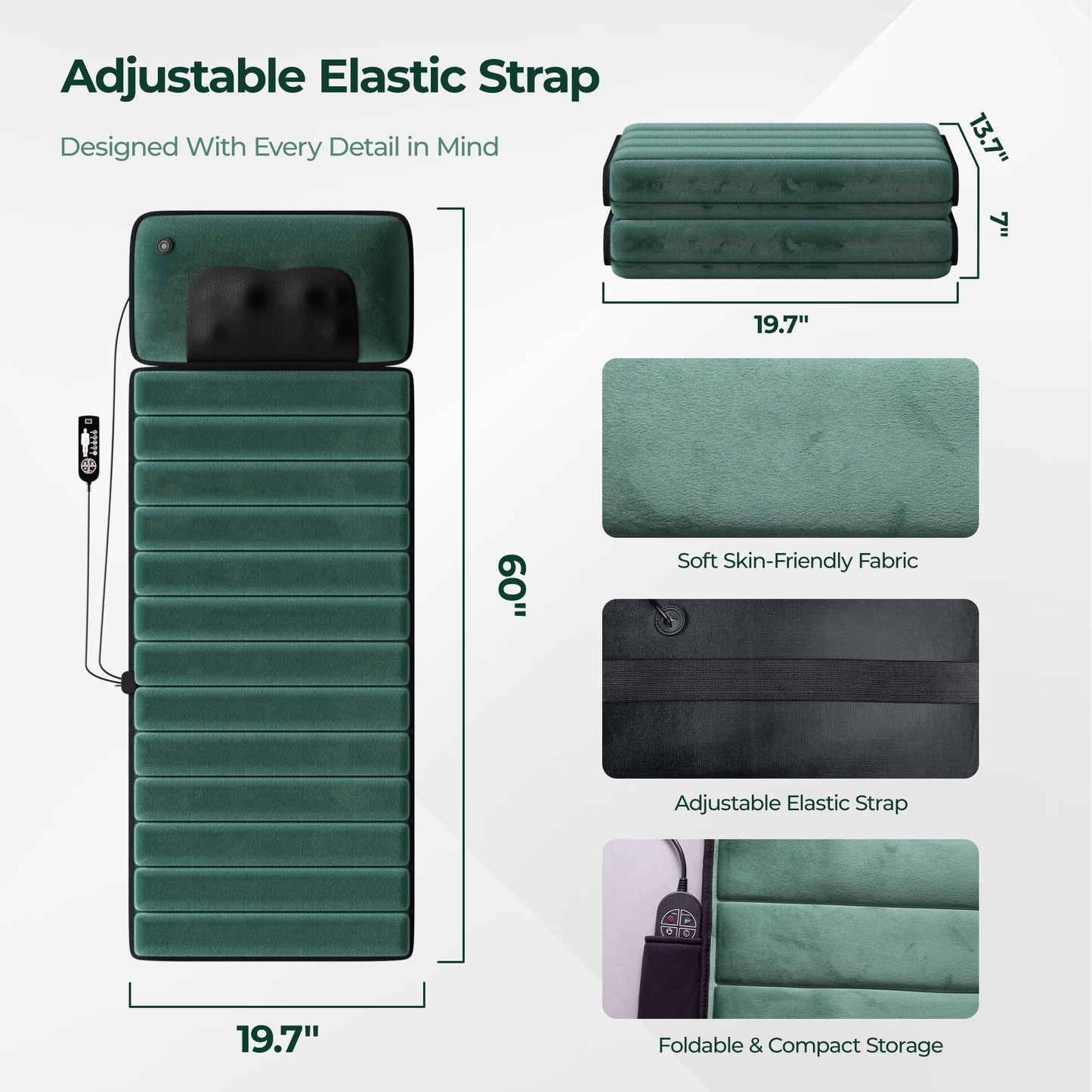 Full Body Massage Mat with Heat, Electric Back Massage pad with Vibration Motors, Back Massager for Pain Relief,Gift image 7