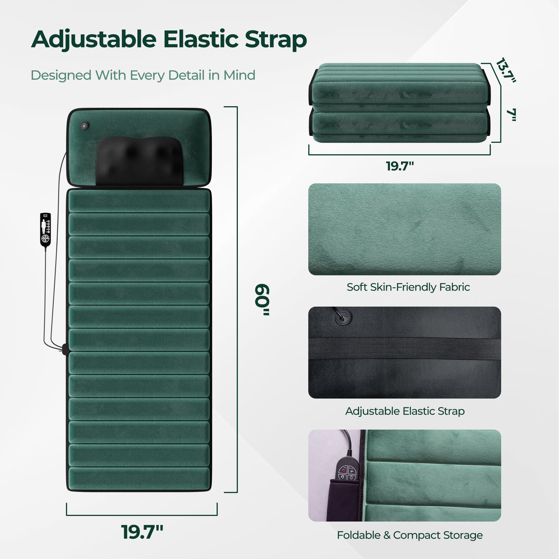 Full Body Massage Mat with Heat, Electric Back Massage pad with Vibration Motors, Back Massager for Pain Relief,Gift image 7