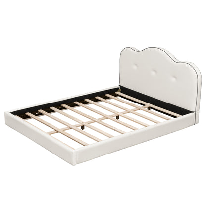 Queen Size Upholstered Platform Bed, Beige image 12