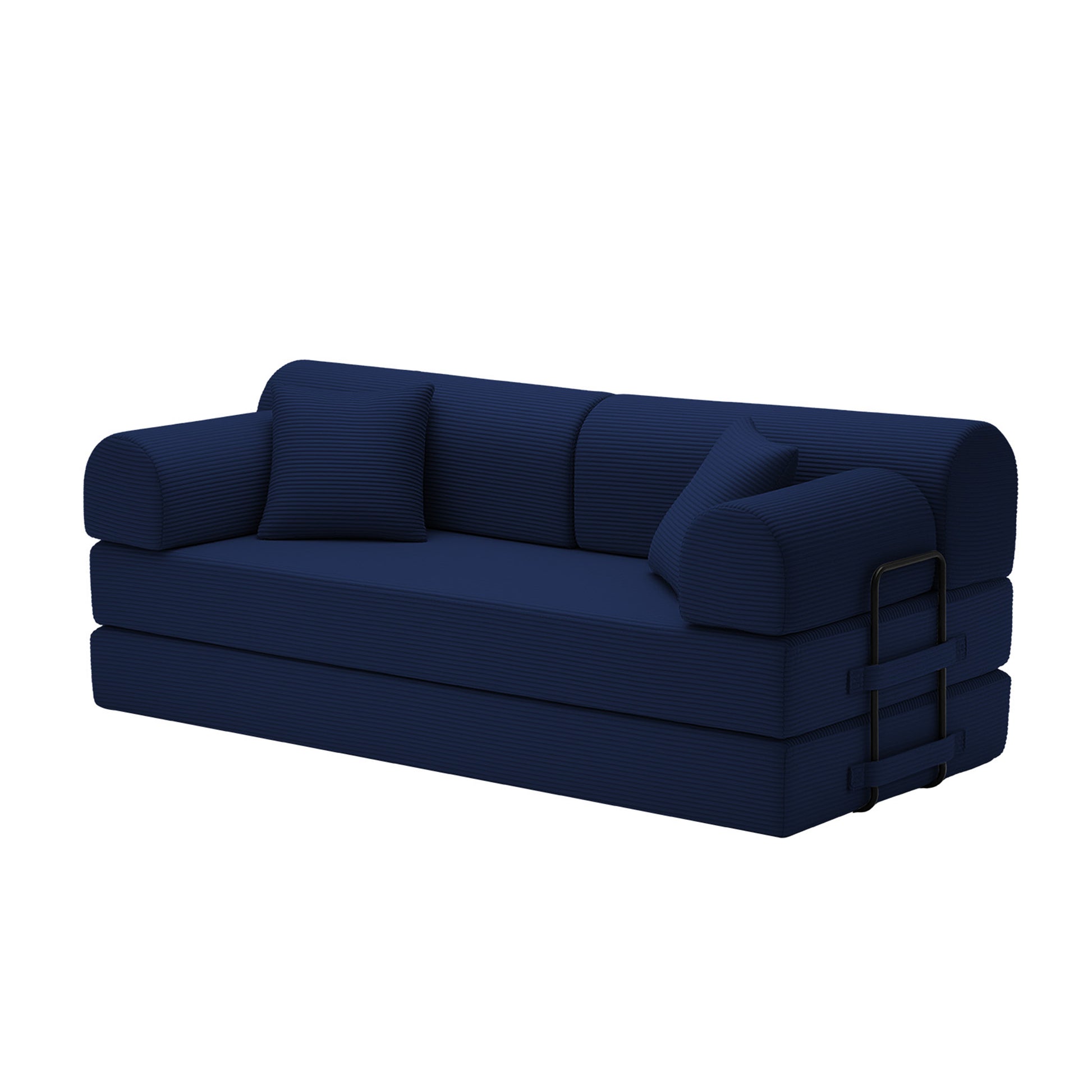 Convertible Sleeper Sofa Bed,Corduroy Folding Mattress Couch with Fixed-Shape Frame, Floor Sofa Lounge Couch for Living Room Bedroom(blue) image 4