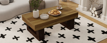 42 Inch Wood Rectangular Coffee Table, All MDF Farmhouse Accent Center Low Cocktail Tea Table with Sturdy Base for Living Room-Rustic Brown image 8