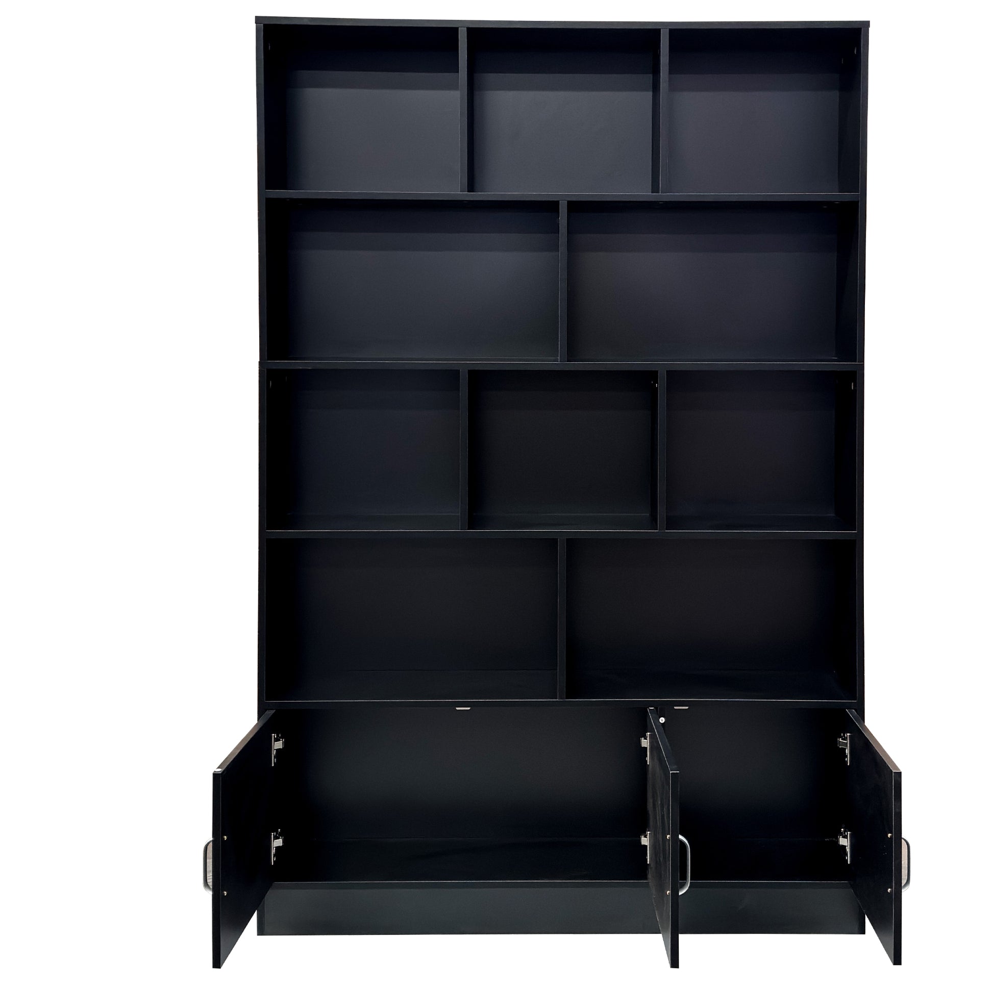 70.87" Tall Bookshelf with 10 Cubes and 3 Doors, 4-Tier Bookshelf, Open Shelf Bookcase with Cabinet, Modern Cube Storage Organizer for Living Room, and Office image 12