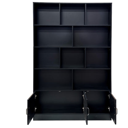 70.87" Tall Bookshelf with 10 Cubes and 3 Doors, 4-Tier Bookshelf, Open Shelf Bookcase with Cabinet, Modern Cube Storage Organizer for Living Room, and Office image 12