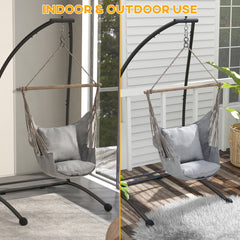 Outsunny Hammock Chair Stand, C Shape Hanging Heavy Duty Metal Frame Hammock Stand for Hanging Hammock Porch Swing Chair, Indoor & Outdoor Use, Black