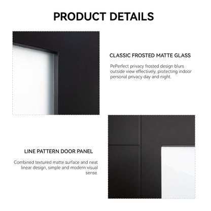 36"x80" Fiberglass Front Door with White 4-9/16" PVC Frame,Right-Hand Inswing Exterior Door with Brickmould,Contemporary minimalist brushed skin & Grooved line with frosted glass for Home Entrance, Bl image 7