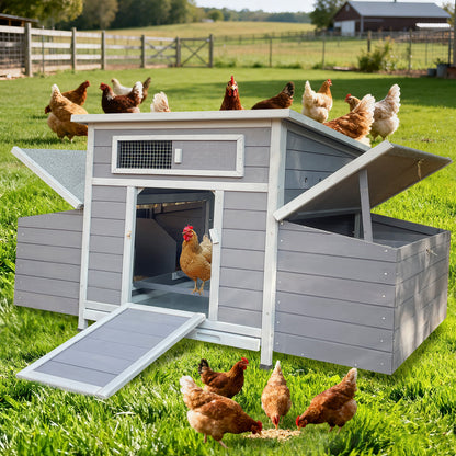 Large Wooden Chicken Coop Outdoor Hen House Poultry Cage for Outdoor with 2 Sides Nesting Boxes image 1