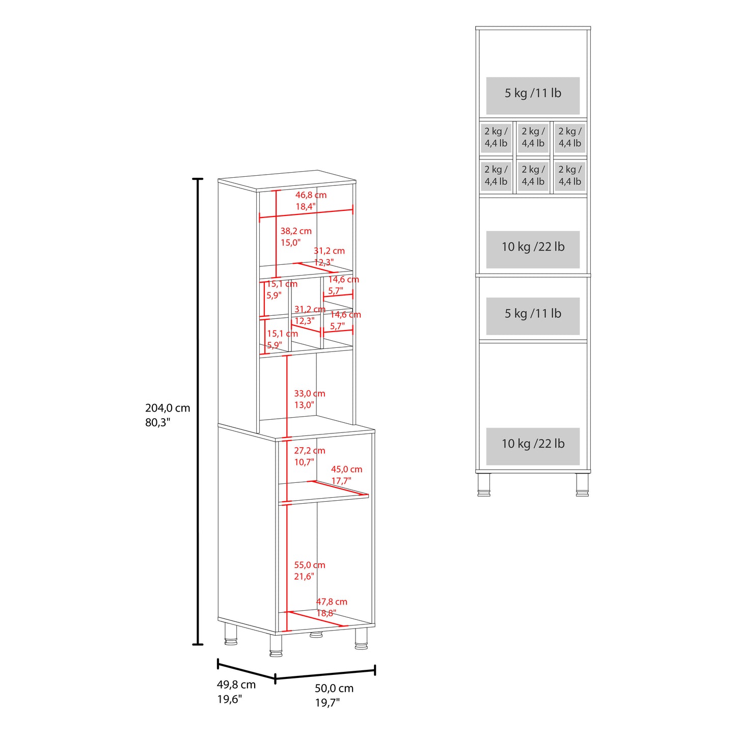 Attica 80" High, Double Door Kitchen Pantry Cabinet with Six Space Cubbies 4 Interior Shelves, Tall Storage Cabinets for Kitchen image 4