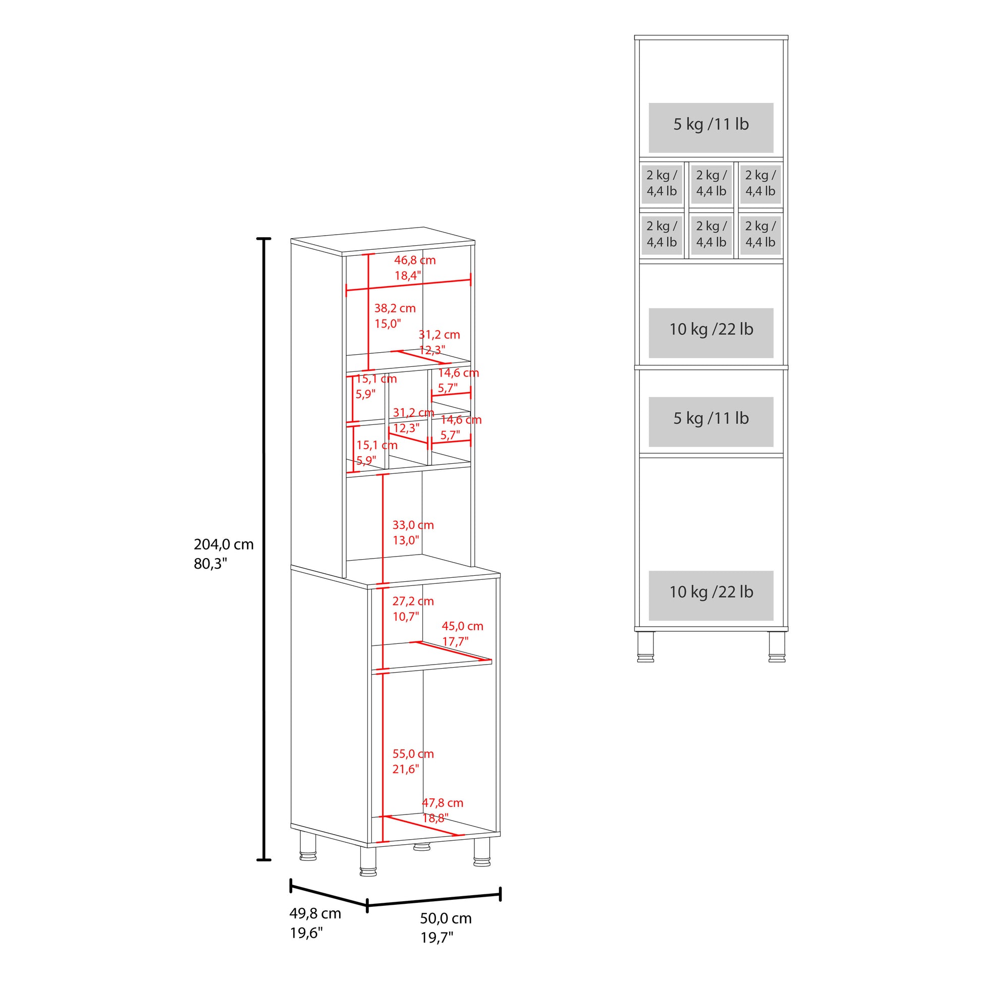 Attica 80" High, Double Door Kitchen Pantry Cabinet with Six Space Cubbies 4 Interior Shelves, Tall Storage Cabinets for Kitchen image 4