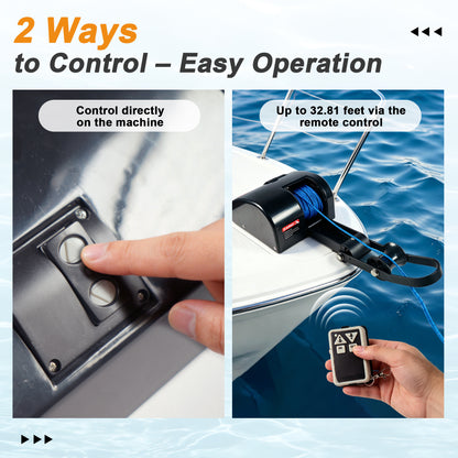 35 lbs Electric Anchor Winch 12V Marine Boat Windlass Kit - Heavy Duty Saltwater Towing Winches with Remote Control & 100ft Pre-Wound Rope - Complete Set for Speedboat, Fishing & Pontoon Boats (Black) image 5