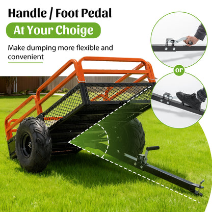 1500LBS Capacity 15 Cubic Feet Dump Cart Trailer, Heavy Duty Tow Behind Hauling & Dumping Wagon for ATV, UTV, Lawn Tractor and Garden Use image 6