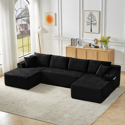 Chenille U-Shaped Sectional Sofa Set,Minimalist Style Modular Sectional Sofa, Luxury Chenille Fabric Cloud Couch for Living Room image 3