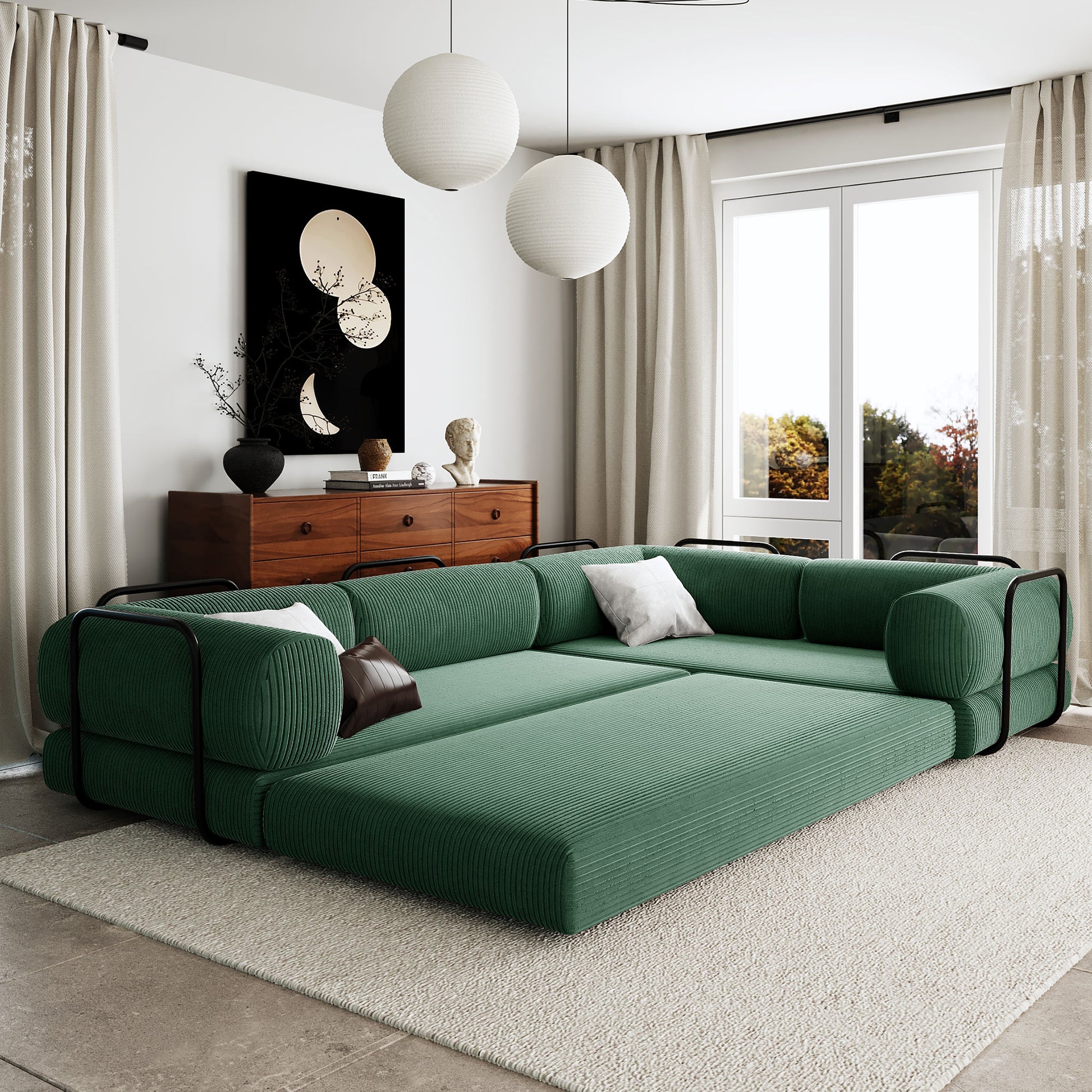 U_Style L-Shaped Modular Sofa Bed in Corduroy Fabric, Ideal for Living Rooms and Apartments(old sku:WY000463AAC) image 2