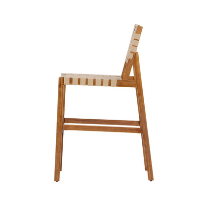 30.5 Inch Seat Height Outdoor Acacia Solid Wood Patio Side Chair, Beige Pe Woven Rope, Breathable and Comfortable,Indoor & Outdoor Use,Teak Finish+Beige Rope(set of 2) image 9