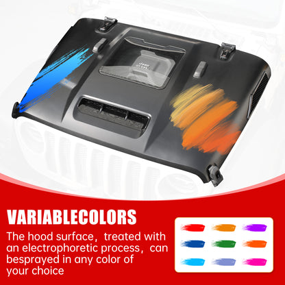 Space-Capsule Style Hood/Heat Dispersion Hood Compatible with 2018-2026 Jeep Wrangler JL JLU & 2020-2026 Gladiator JT Replacement Hood(Not for Mojave&392 Model) image 6