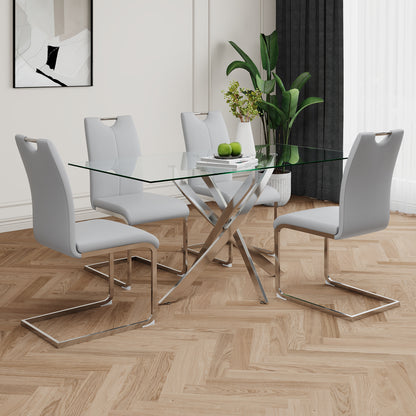 Modern Dining Chairs with Faux Leather Padded Seat Dining Living Room Chairs Upholstered Chair with Chrome Metal Legs Design for Kitchen, Living, Bedroom, Dining Room Side Chairs Set of 4 image 7