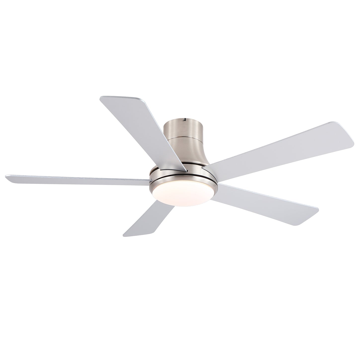 52 in. Farmhouse Brushed Nickel Integrated LED Smart Ceiling Fan with DC Remote Control for Bedroom, Living Room image 4