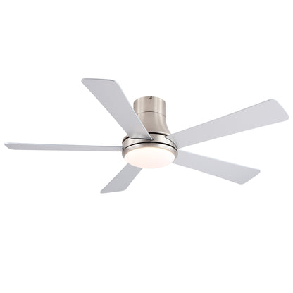 52 in. Farmhouse Brushed Nickel Integrated LED Smart Ceiling Fan with DC Remote Control for Bedroom, Living Room image 4