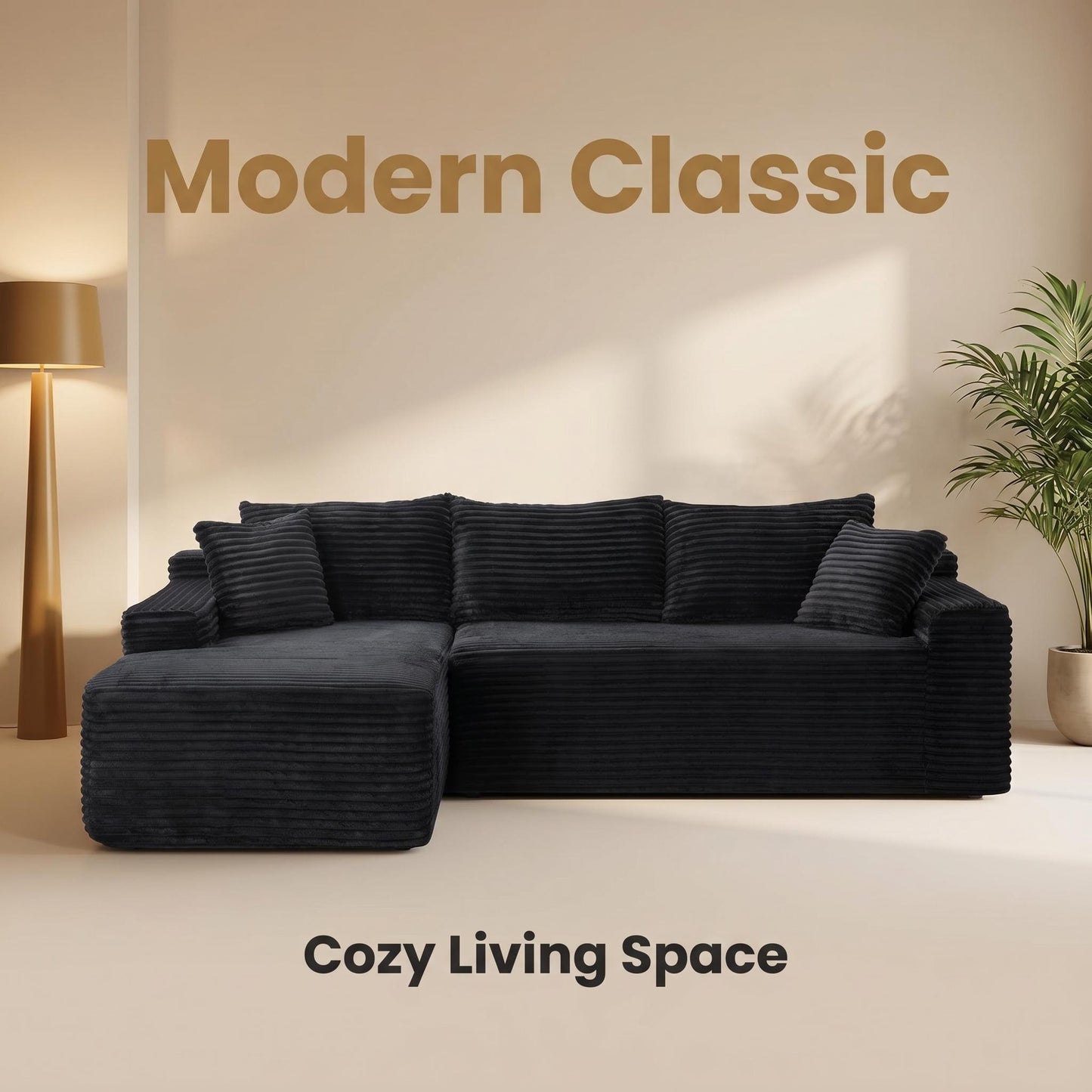94.5" Cloud Modular Sectional Sofa Couch with L-Shape Chaise,Modern Minimalist Upholstered Couches for Living Room Bedroom,Deep Seat Corner Couch,No Assembly Required image 3