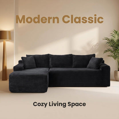 94.5" Cloud Modular Sectional Sofa Couch with L-Shape Chaise,Modern Minimalist Upholstered Couches for Living Room Bedroom,Deep Seat Corner Couch,No Assembly Required image 3