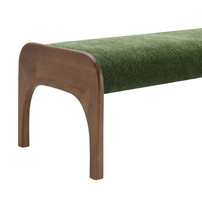 50.25 Inch Upholstered Long Bench, Modern Dining Bench with Soft Chenille Fabric &Rubber Wood Legs for Kitchen Table, Bedroom, Entryway,Chenille Green image 6