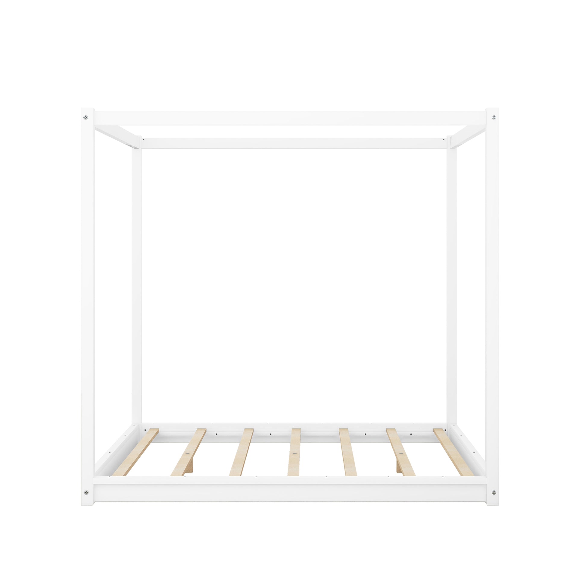 Queen Size Canopy Platform Bed with Support Legs,White image 12