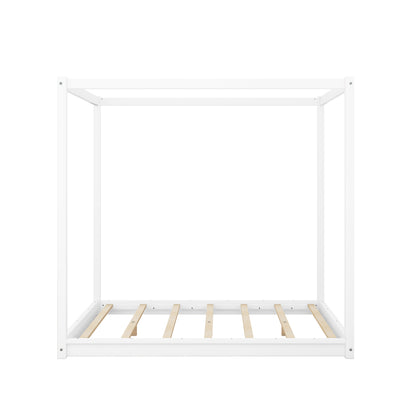 Queen Size Canopy Platform Bed with Support Legs,White image 12
