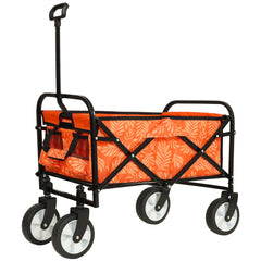 Minimeetall Colorful Collapsible Foldable Wagon Cart with strapping system, Beach Wagon ,Utility Wagon Grocery Cart Camping Shopping Sports Gardeing Fishing Supports 225lbs,flower blue light