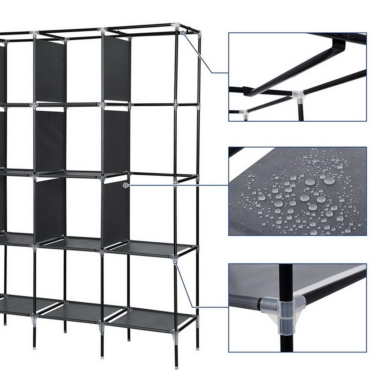 Portable wardrobe with zippered dustproof cover - closed view